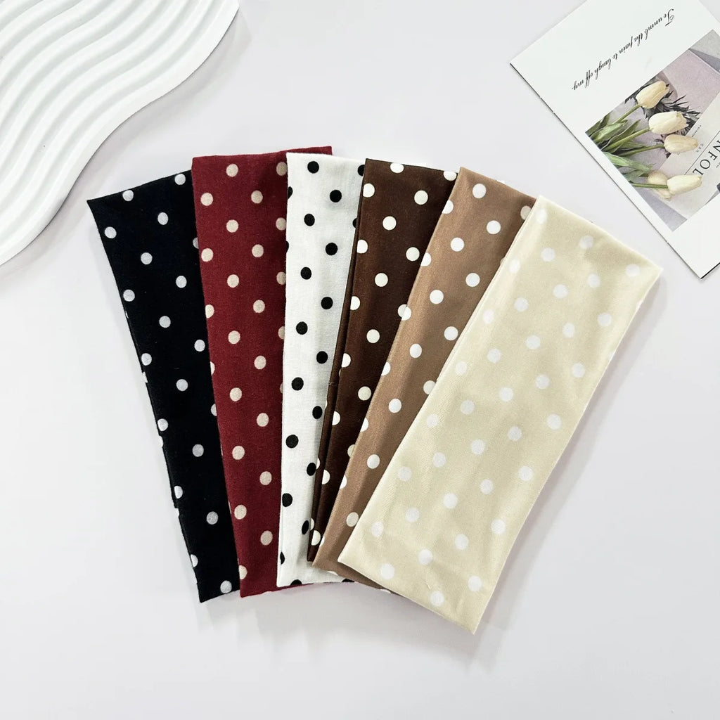 Women's yoga elastic headband with polka dots, autumn fashion makeup headband, hair accessories, sports and fitness headband