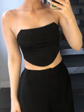 Sleeveless Off Shoulder Fashion Sexy Corset Crop Tops Vest Female Underwear Backless Bustier Top Solid