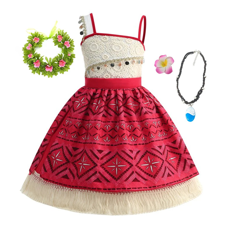 2 4 6 8 Yrs Kids Vaiana Clothing Set Role Playing Disney Moana Disguise Princess Dress Up Pageant Apparel Beach Hawaii Frock