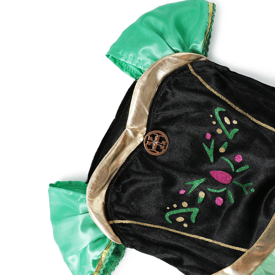 Green Anna Clothing Ball Gown Girls Festival Cosplay Apparel Princess Outfit Toddler Prom Dress Up Birthday Party Outfits