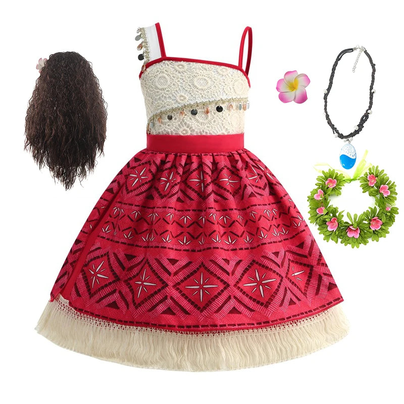 2 4 6 8 Yrs Kids Vaiana Clothing Set Role Playing Disney Moana Disguise Princess Dress Up Pageant Apparel Beach Hawaii Frock