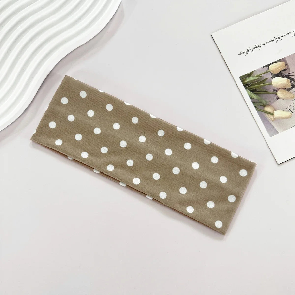 Women's yoga elastic headband with polka dots, autumn fashion makeup headband, hair accessories, sports and fitness headband