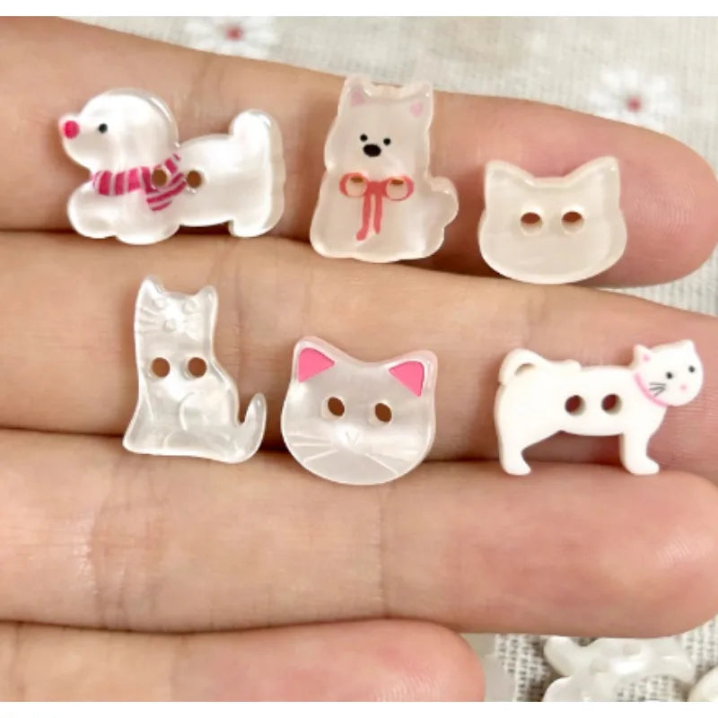 DIY Apparel Sewing 10 Pcs Cartoon Black and White Cat Resin Buttons for Sewing Kids Coat Sweater Clothing Hat DIY Decor