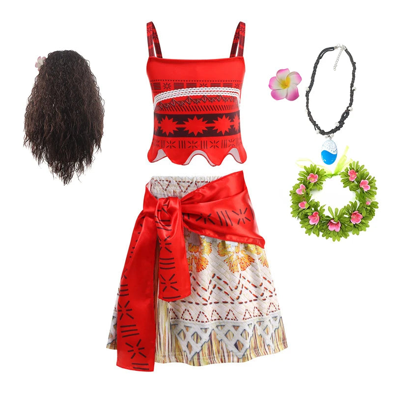 2 4 6 8 Yrs Kids Vaiana Clothing Set Role Playing Disney Moana Disguise Princess Dress Up Pageant Apparel Beach Hawaii Frock
