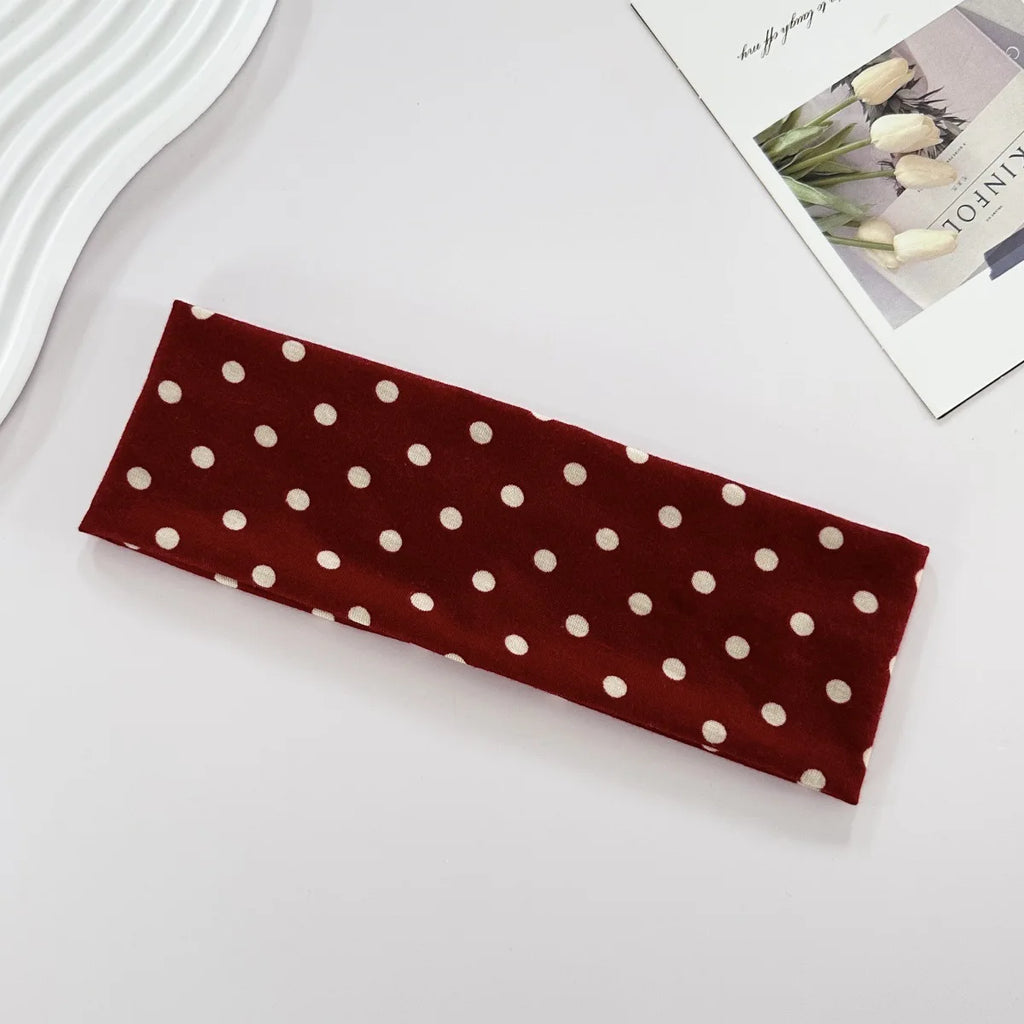 Women's yoga elastic headband with polka dots, autumn fashion makeup headband, hair accessories, sports and fitness headband