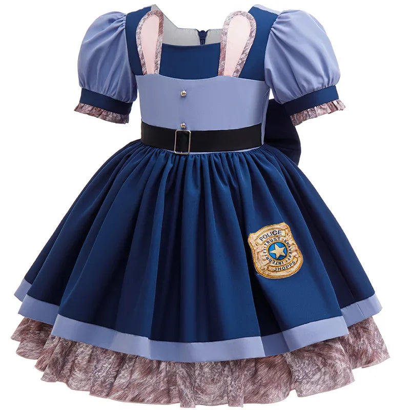 2026 Brave Bunny Adventure Judy Cosplay Costume Girls Zoo 2 Carnival Role Play Clothing Rabbit Officer Uniform Dress Kid Apparel