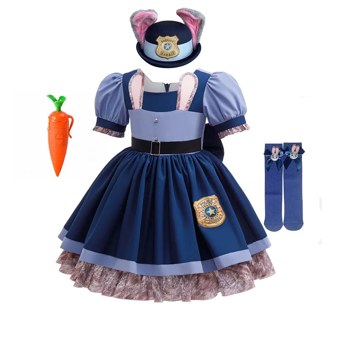 2026 Brave Bunny Adventure Judy Cosplay Costume Girls Zoo 2 Carnival Role Play Clothing Rabbit Officer Uniform Dress Kid Apparel