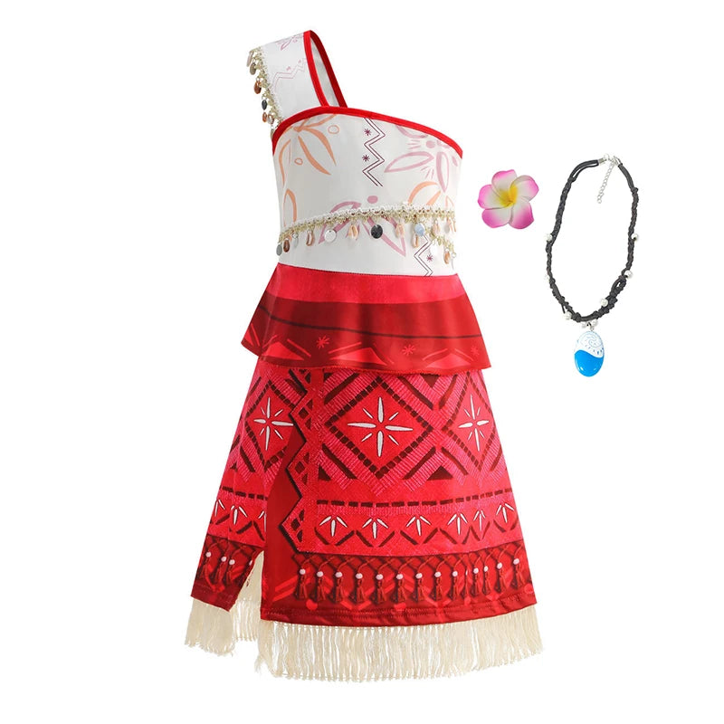 2 4 6 8 Yrs Kids Vaiana Clothing Set Role Playing Disney Moana Disguise Princess Dress Up Pageant Apparel Beach Hawaii Frock