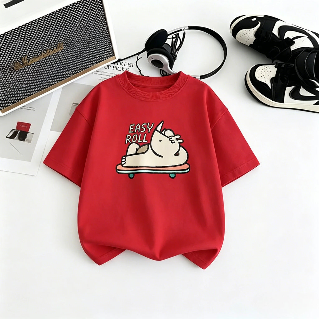 Little Boys Girls Summer Clothing Kid Crew Neck Short Sleeve T Shirt Cotton Material Thin Fabric Apparel Fashion Children Tops