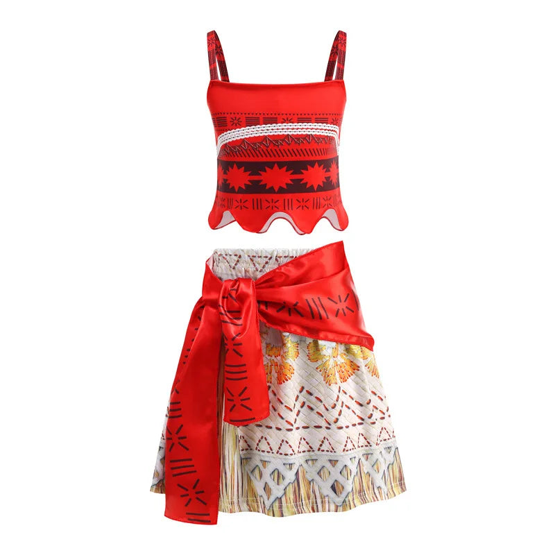 2 4 6 8 Yrs Kids Vaiana Clothing Set Role Playing Disney Moana Disguise Princess Dress Up Pageant Apparel Beach Hawaii Frock