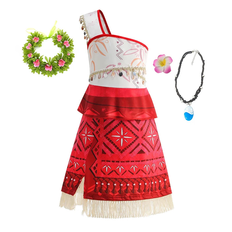 2 4 6 8 Yrs Kids Vaiana Clothing Set Role Playing Disney Moana Disguise Princess Dress Up Pageant Apparel Beach Hawaii Frock