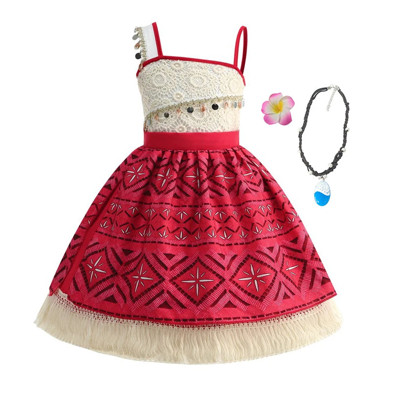 2 4 6 8 Yrs Kids Vaiana Clothing Set Role Playing Disney Moana Disguise Princess Dress Up Pageant Apparel Beach Hawaii Frock