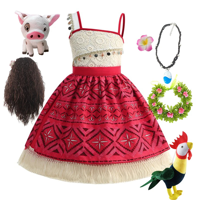 2 4 6 8 Yrs Kids Vaiana Clothing Set Role Playing Disney Moana Disguise Princess Dress Up Pageant Apparel Beach Hawaii Frock