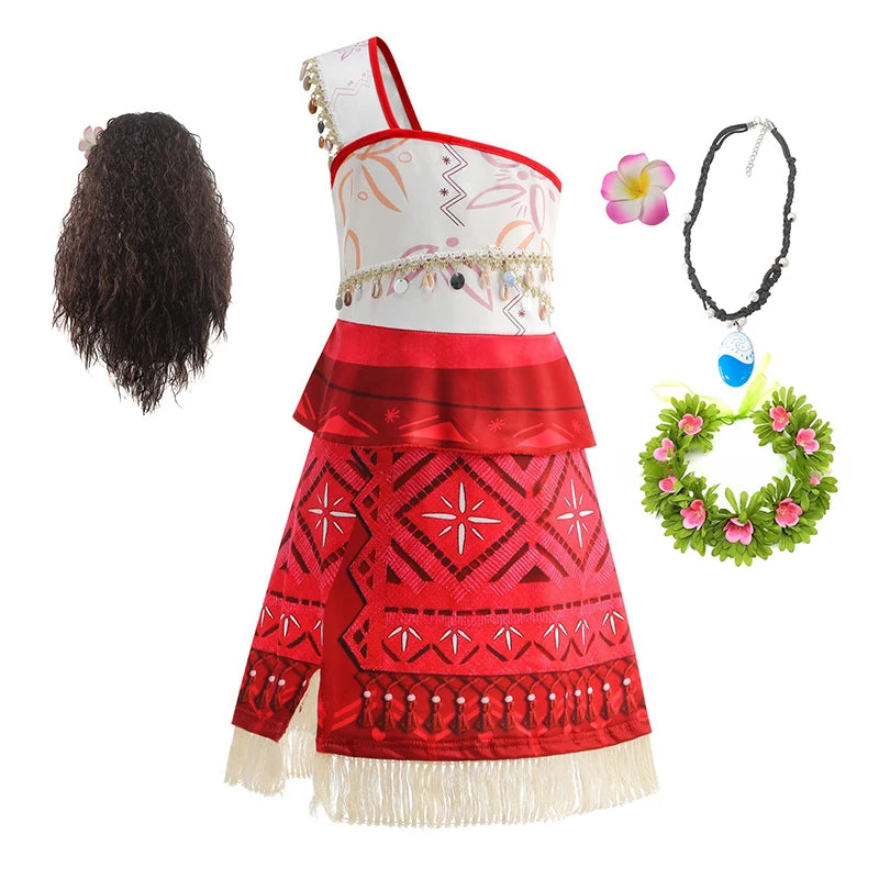 2 4 6 8 Yrs Kids Vaiana Clothing Set Role Playing Disney Moana Disguise Princess Dress Up Pageant Apparel Beach Hawaii Frock