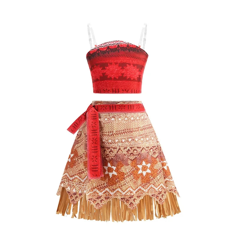 2 4 6 8 Yrs Kids Vaiana Clothing Set Role Playing Disney Moana Disguise Princess Dress Up Pageant Apparel Beach Hawaii Frock