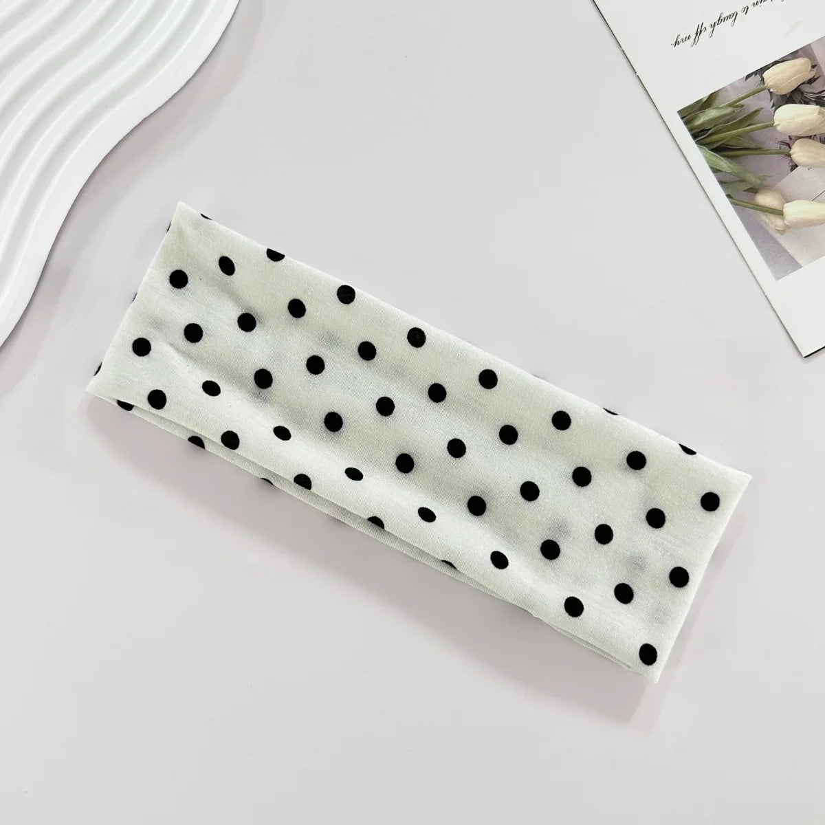 Women's yoga elastic headband with polka dots, autumn fashion makeup headband, hair accessories, sports and fitness headband