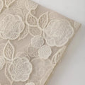 Camellia Embroidery Tulle Fabric Beige Women Dress Sun Protection Clothing Kids Apparel Breathable Summer Lightweight Fabric