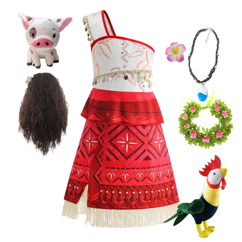 2 4 6 8 Yrs Kids Vaiana Clothing Set Role Playing Disney Moana Disguise Princess Dress Up Pageant Apparel Beach Hawaii Frock