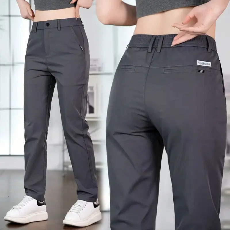 2026 Men's Ice Silk Straight Leg Thin Breathable Casual Pants Summer Business Long Trousers Fashionable Versatile Lightweight