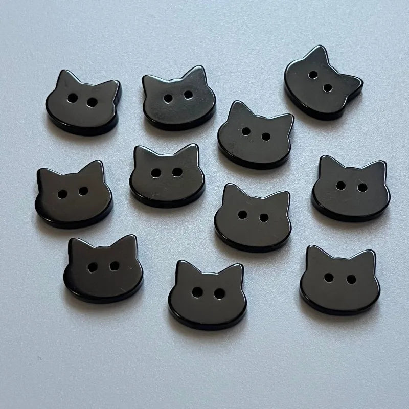 Black Kitten Buttons for DIY Crafts Kids Clothing Decoration Japanese Style Shirts Sweaters Skirts DIY Apparel Sewing Buttons