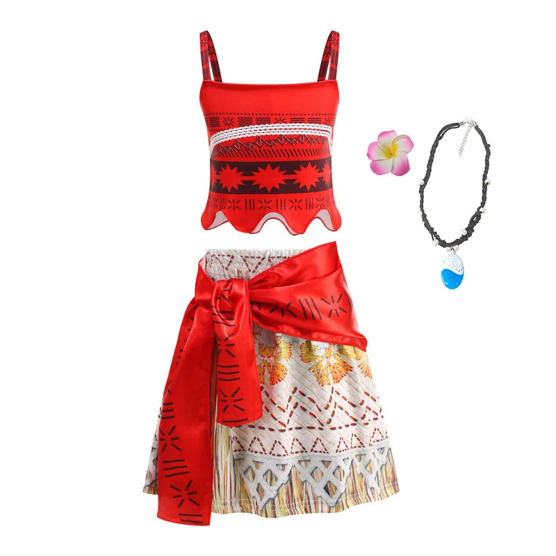 2 4 6 8 Yrs Kids Vaiana Clothing Set Role Playing Disney Moana Disguise Princess Dress Up Pageant Apparel Beach Hawaii Frock