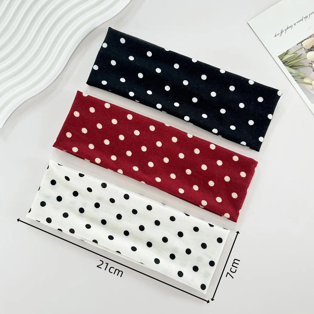 Women's yoga elastic headband with polka dots, autumn fashion makeup headband, hair accessories, sports and fitness headband