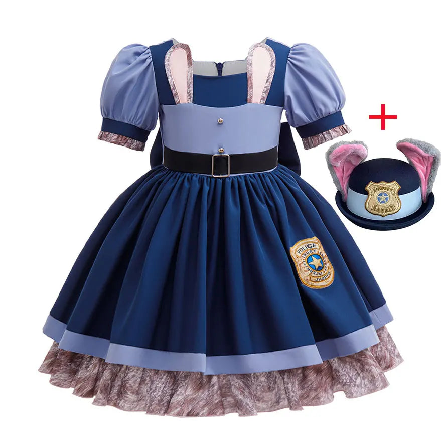2026 Brave Bunny Adventure Judy Cosplay Costume Girls Zoo 2 Carnival Role Play Clothing Rabbit Officer Uniform Dress Kid Apparel
