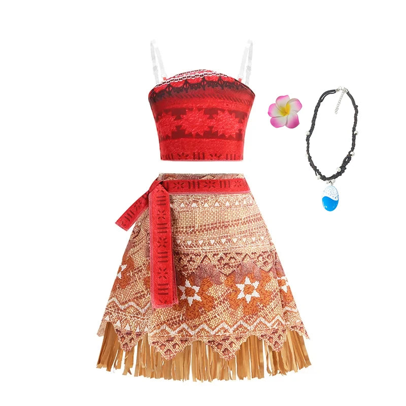 2 4 6 8 Yrs Kids Vaiana Clothing Set Role Playing Disney Moana Disguise Princess Dress Up Pageant Apparel Beach Hawaii Frock